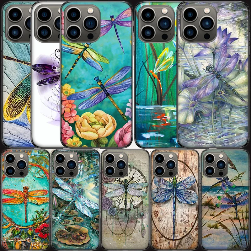 

Dragonfly Phone Case For Apple Iphone 13 12 Mini 11 14 Pro Max Cover SE 2020 X XS XR 8 7 6 6S Plus 5 5S Shell Coque Luxury Case