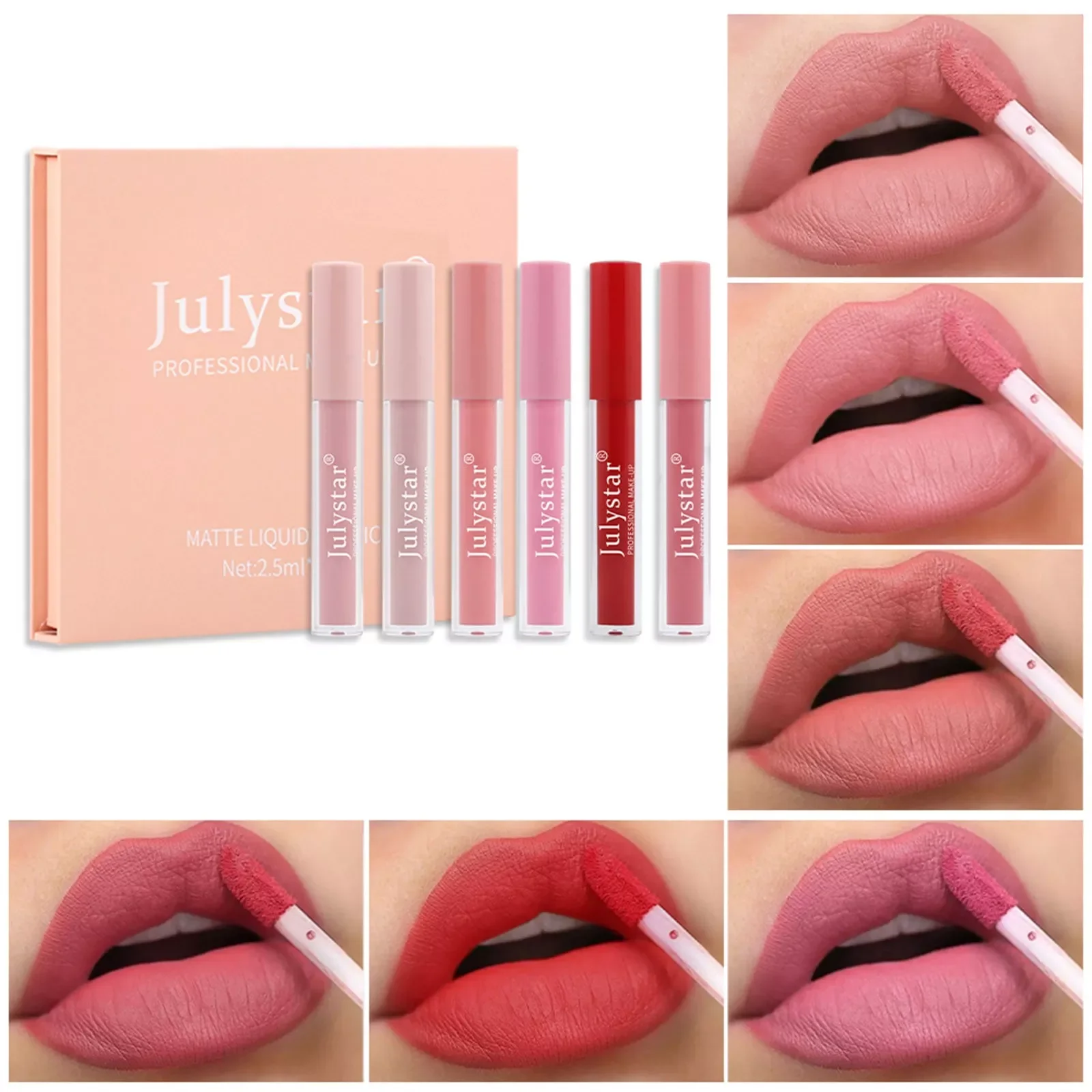 

NEW Liquid Lipstick With Lip Plumper Makeup Set Velvety Long Lasting High Pigmented Nude Waterproof Lip Gloss Kit Girls Women Ma