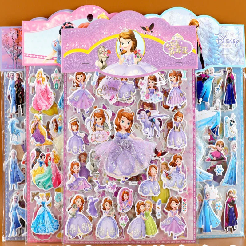 Disney Frozen Princess toy stickers little pony 3D Stickers for kids Cute Cartoon Children's reward girls boy gifts |