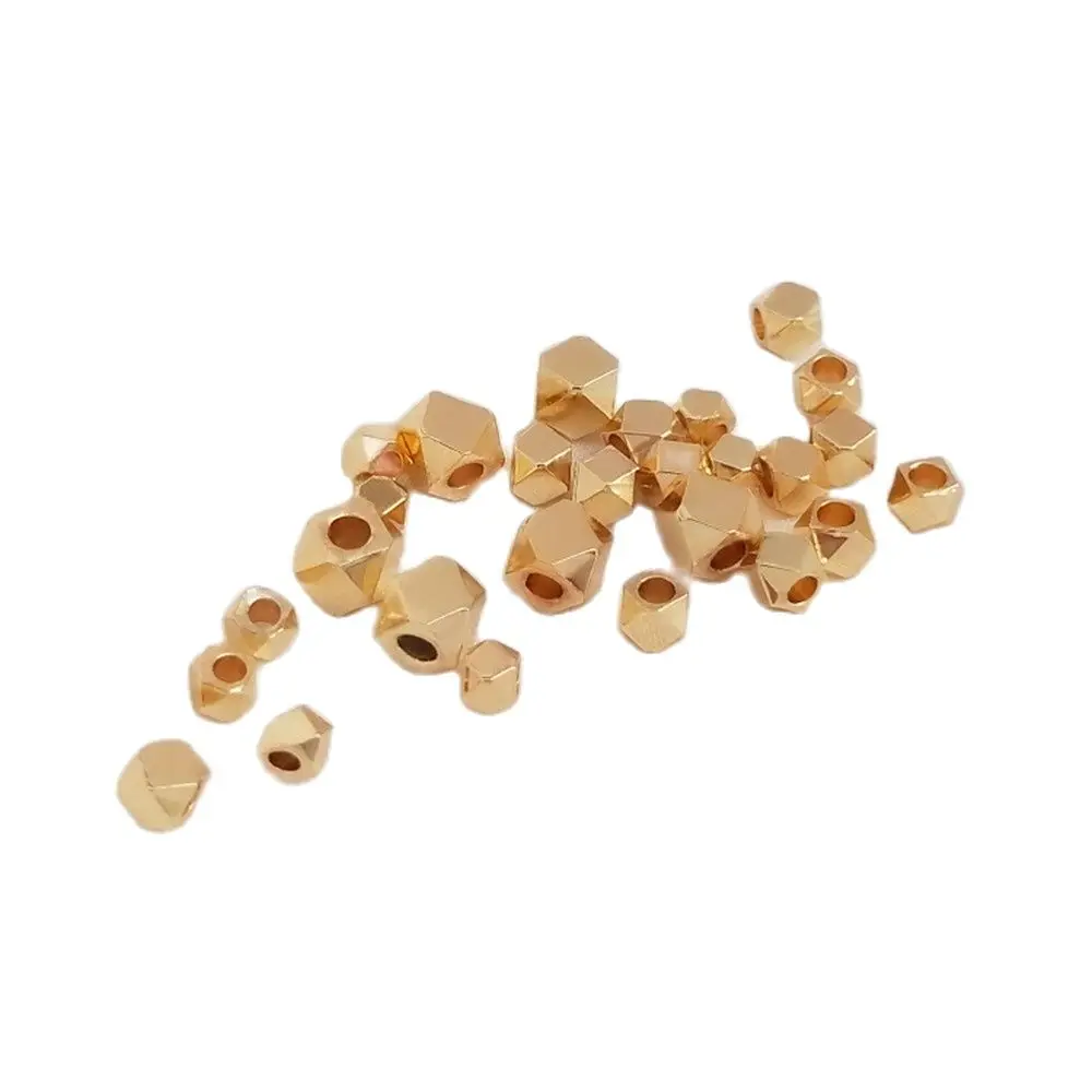

14K gold color cut corner bead polygonal section scattered beads beads diy manual beading material first accessories