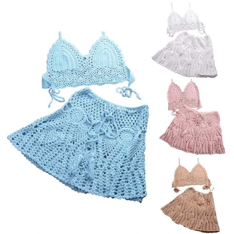 

Summer Women Strap Knitted Bikini Sets Swimwear Sexy Slim Swimsuit Bathing Suit