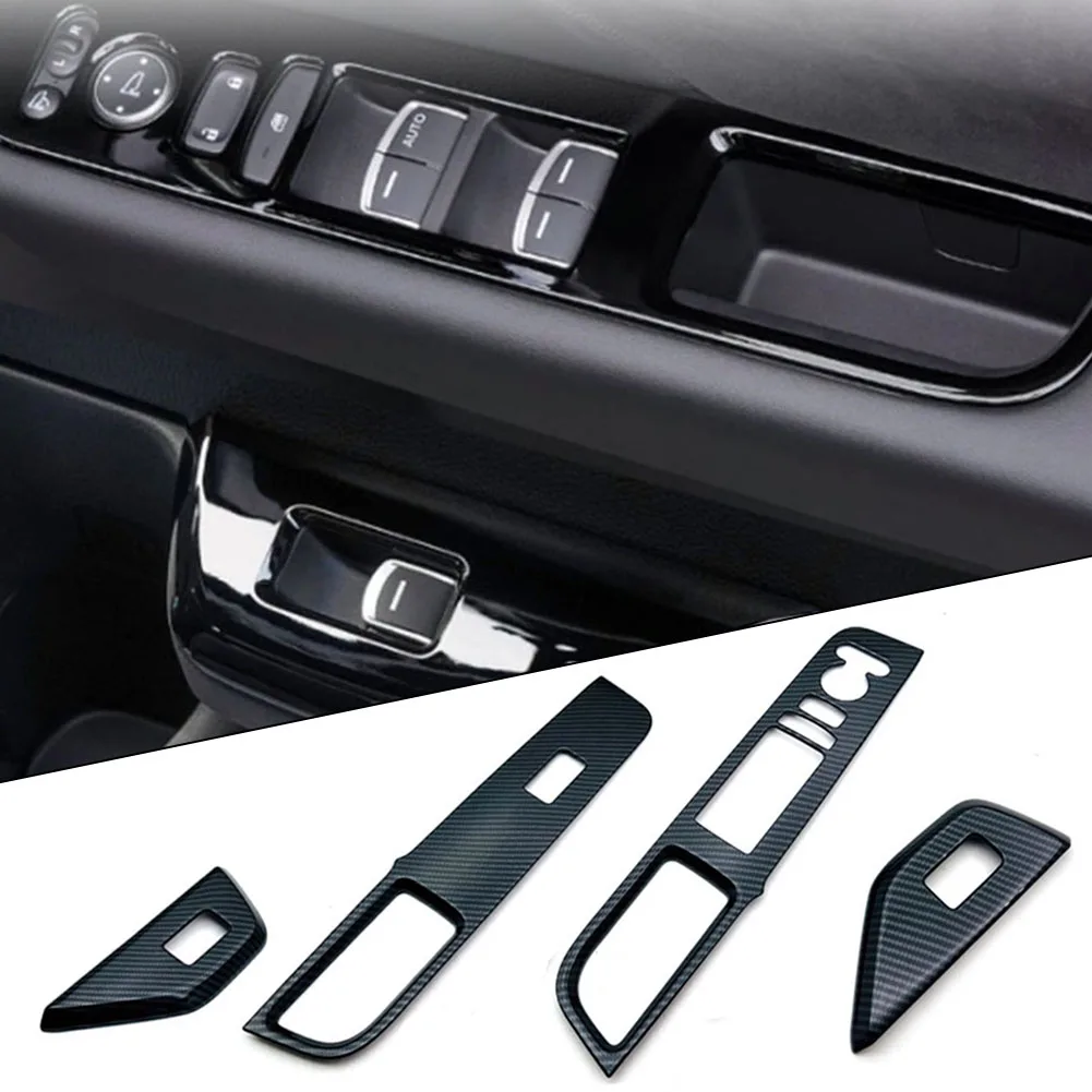 

Switch Button Panel Frame Carbon Fiber Decorative Protection Gloss Ornament Paste ABS For Honda Stepwgn 2022 4pcs
