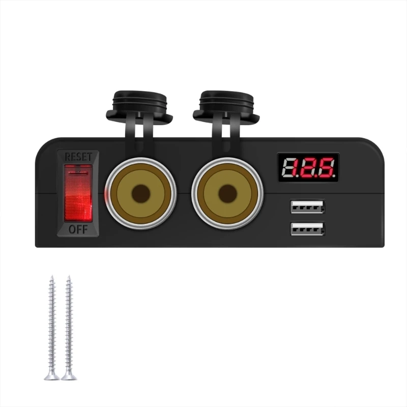 Зарядное устройство 3-в-1 с двойной USB-розеткой и 12 В 24 со светодиодным вольтметром