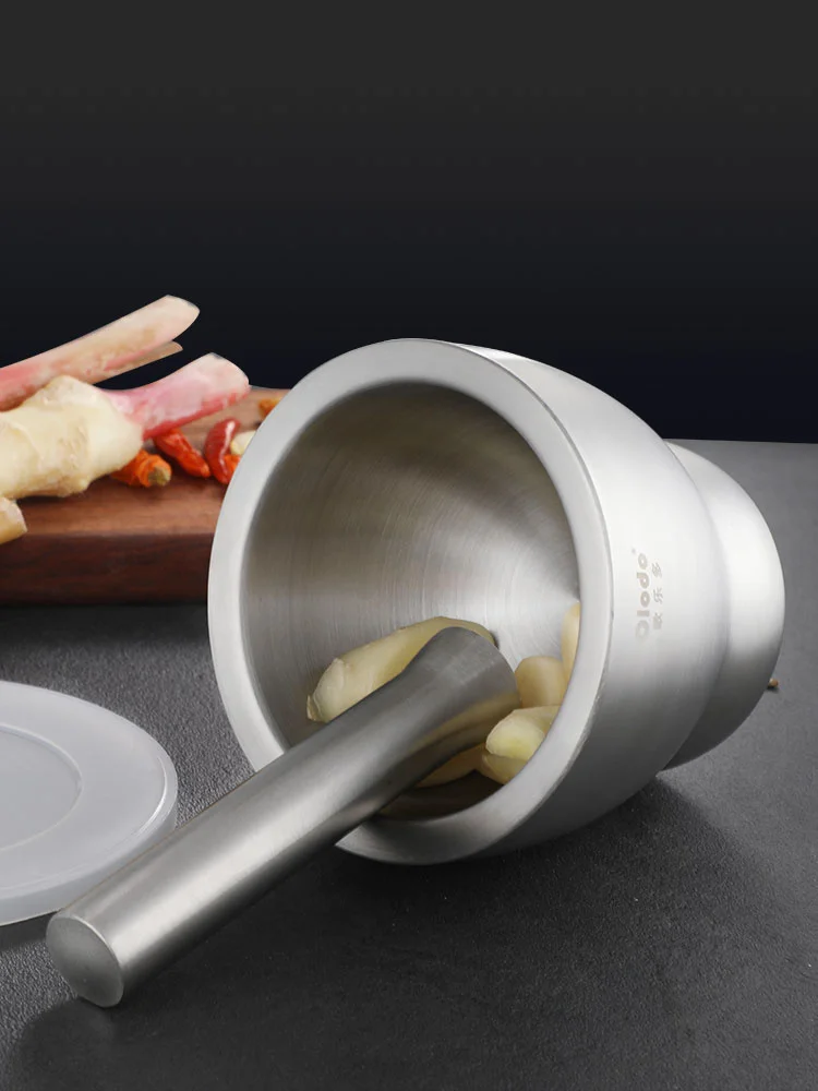 

Garlic Press Stainless Steel Mashing Jar Household Medicine Pestle Grinding Triturator Old-Fashioned Mortar Medium Garlic Mortar