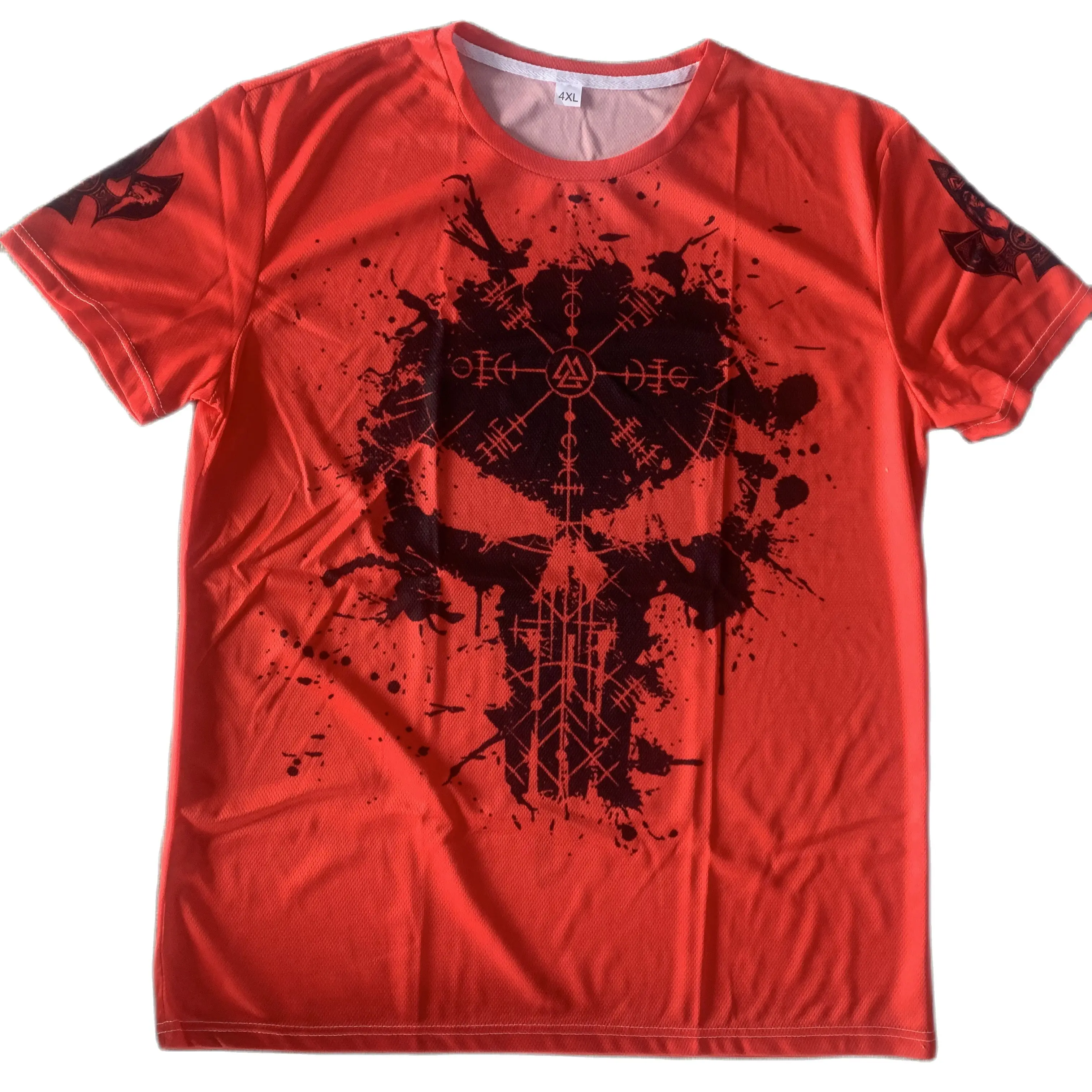 Мужские футболки с рисунком символ викингов Raven Tattoo Red 3D летние повседневные