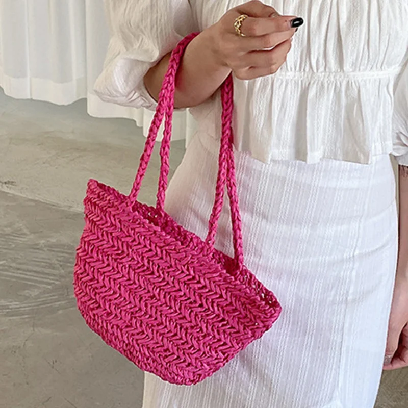 

Summer Straw Bag For Women Holiday Handmade Tote Bag Large Capacity Shoulder Beach Bag Woven Handmade Handbag Travel Bag Bolsa