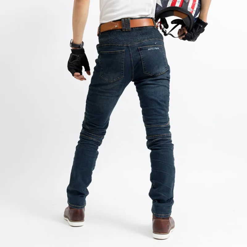Mens Jeans Knight Pants Motorcycle Jeans Racing Pants Anti-fall Cross-country Motorcycle Winter Moto & Biker Full Length Pants