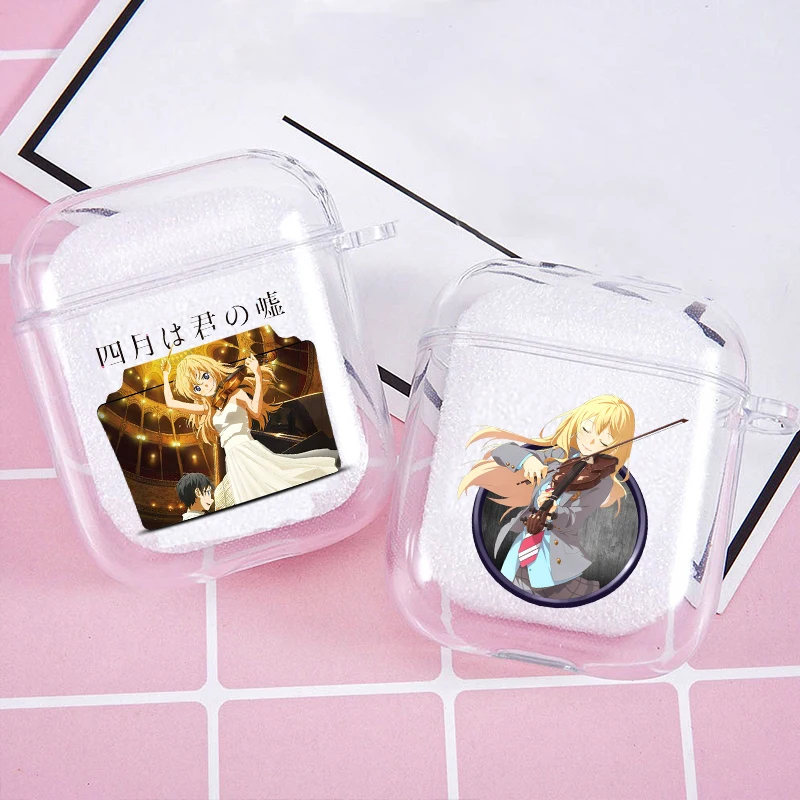 

Lovely japanese anime Your Lie in April Soft silicone TPU Case For AirPods Pro 1 2 3 Clear Wireless Bluetooth Earphone Box Cover