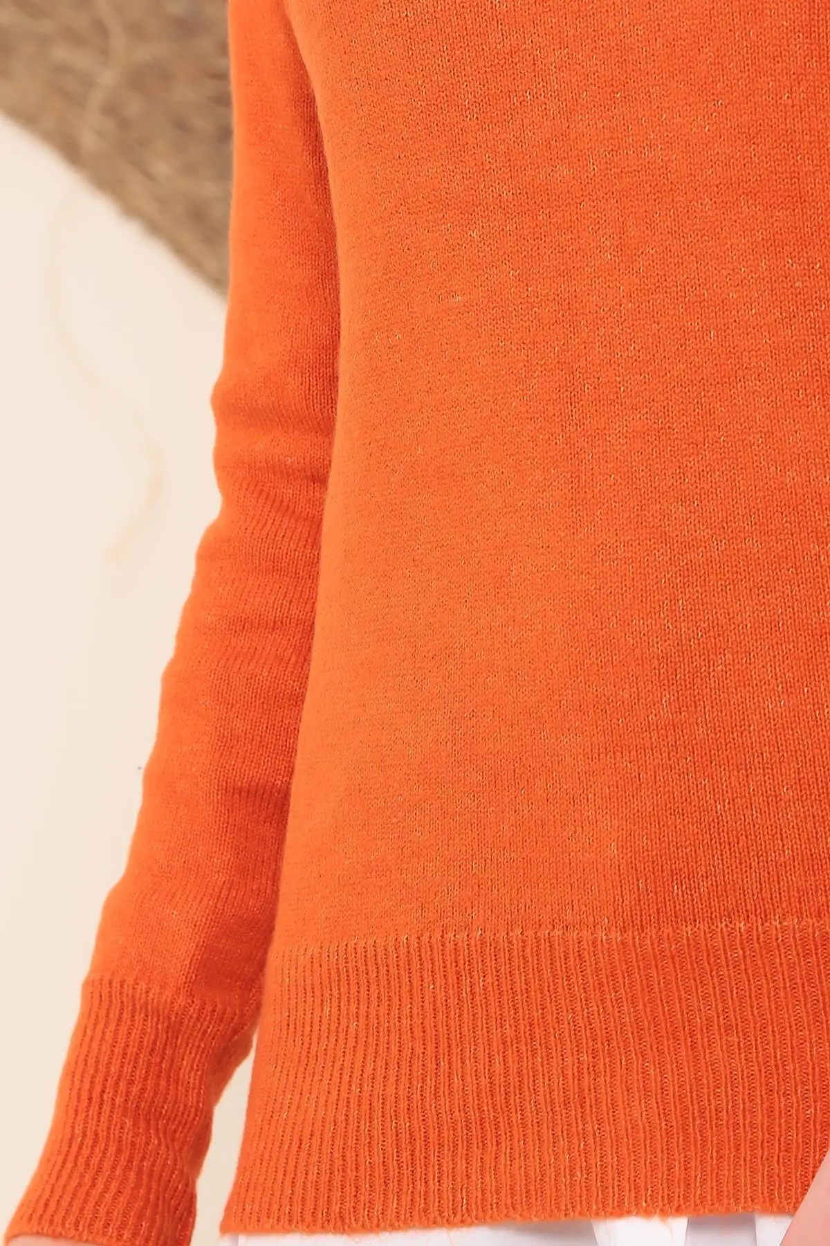 

Women's Basic Orange Neck Sweater Women Muslim Sweater