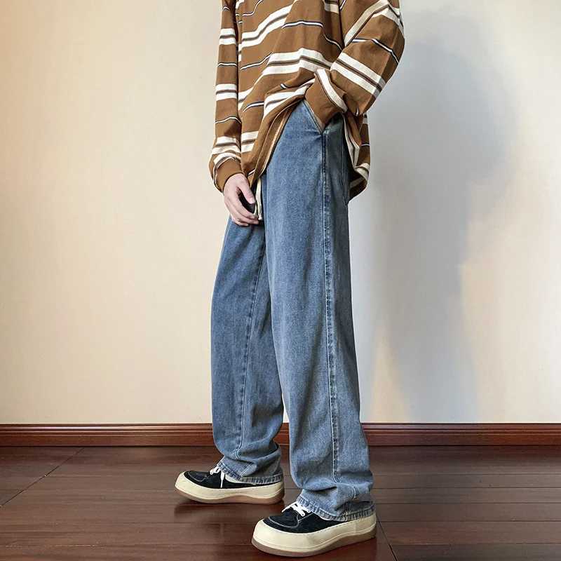 Blue/Black Baggy Jeans Men Fashion Casual Drawstring Jeans Men Streetwear Hip Hop Loose Straight Denim Pants Mens Trousers S-2XL