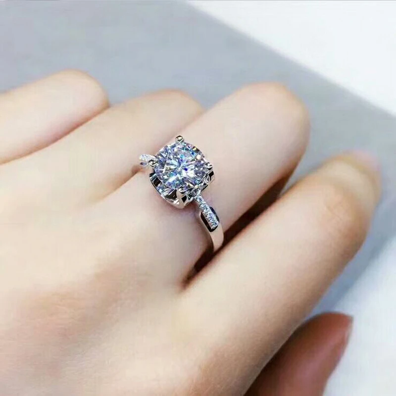 

MeiBaPJ 3 Carats D Color Moissanite Diamond Fashion Ring for Women 925 Sterling Silver Fine Wedding Jewelry