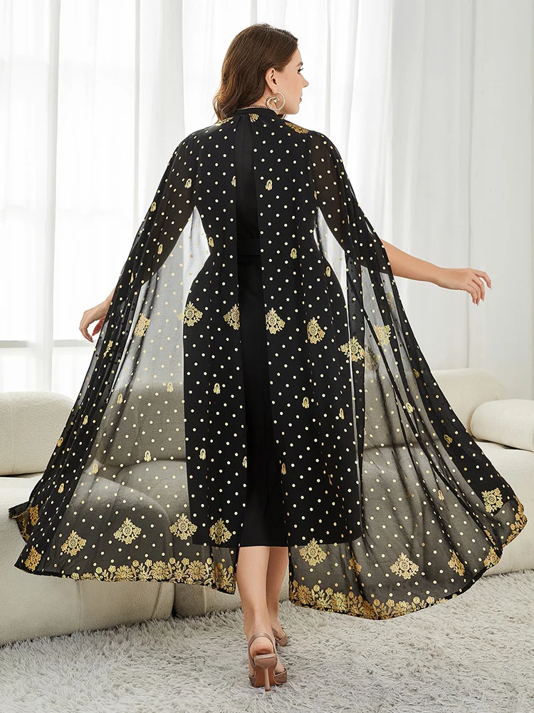 Plus Size Dresses 2023 New Women Fashion Stitching Black Round Neck Elegant Dresses Large Casual Lady Solid Colour Lacing Dress