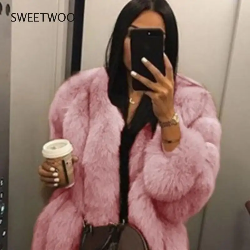 Winter Female Imitation Fur Jacket Anti Mink Solid Color O Neck Ladies's Fashion Temperament Warm Coat Contracted Tide Slim 2022
