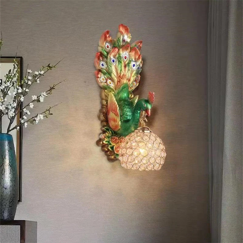 TEMOU современный настенный светильник в виде павлина светодиодный интерьерный