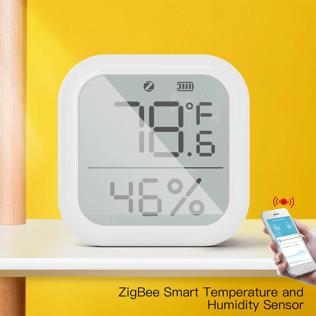 

Датчик влажности и температуры Tuya ZigBee, цифровой термометр с ЖК-дисплеем, гигрометр, преобразователь, для спальни и помещений