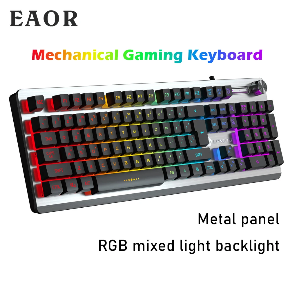 Фото Механическая клавиатура EAOR с металлической панелью и Цветной подсветкой 104