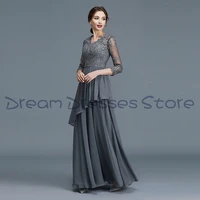 retro mother of bride dresses tulle draped jewel floor length print chiffo flower dress for wedding 2022 summer m%c3%a8re formelle