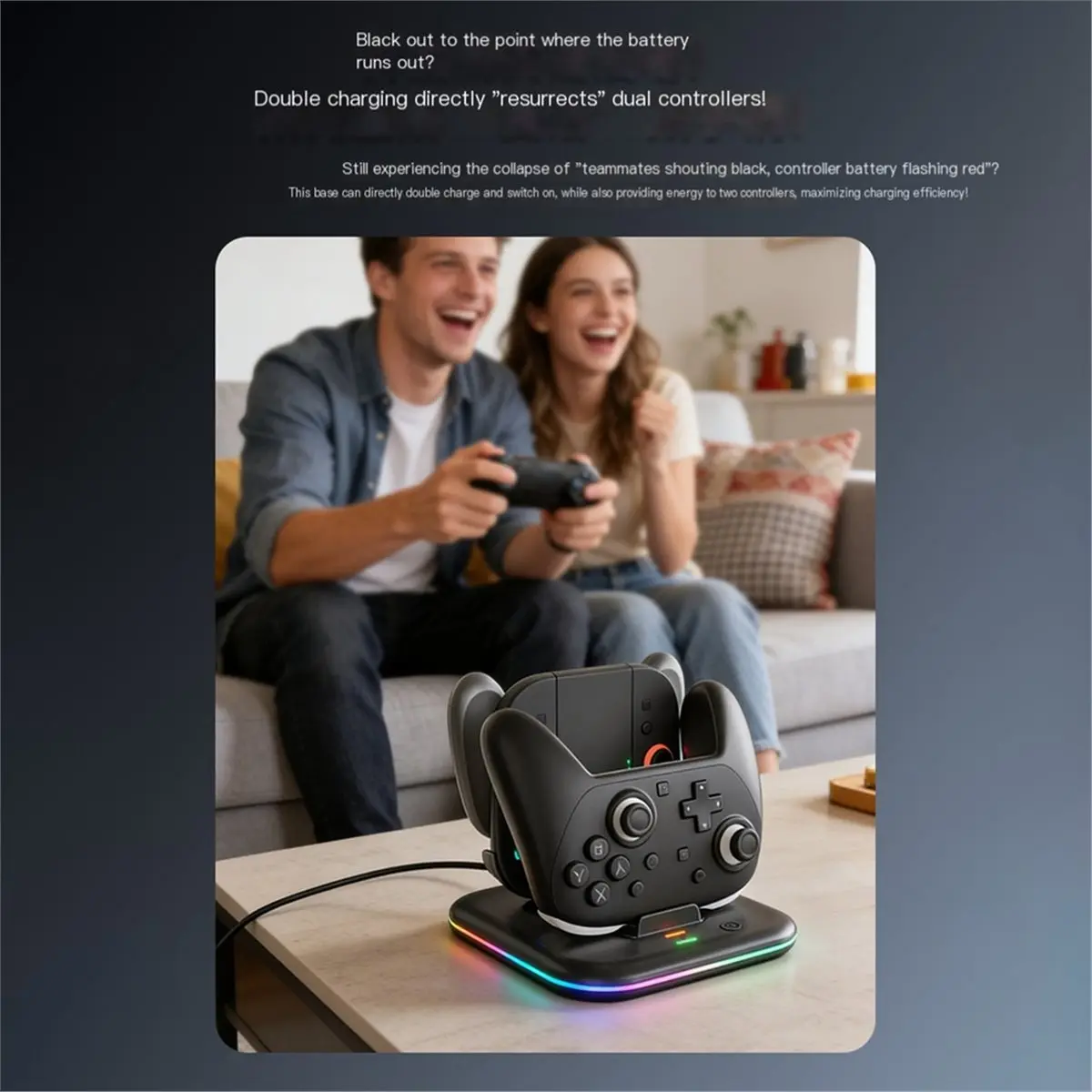 Фото Мега-распродажа 618: Зарядная станция 2-в-1 Type-C для контроллеров Switch 2 Pro и Joy-Con с LED-индикаторами №1