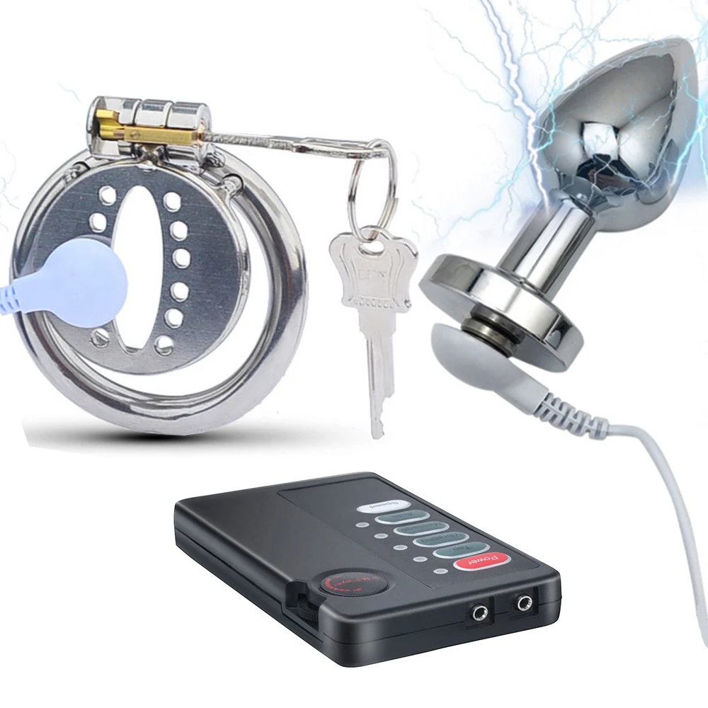 Электрический шок мужской замок для пениса Анальная пробка массажер простаты