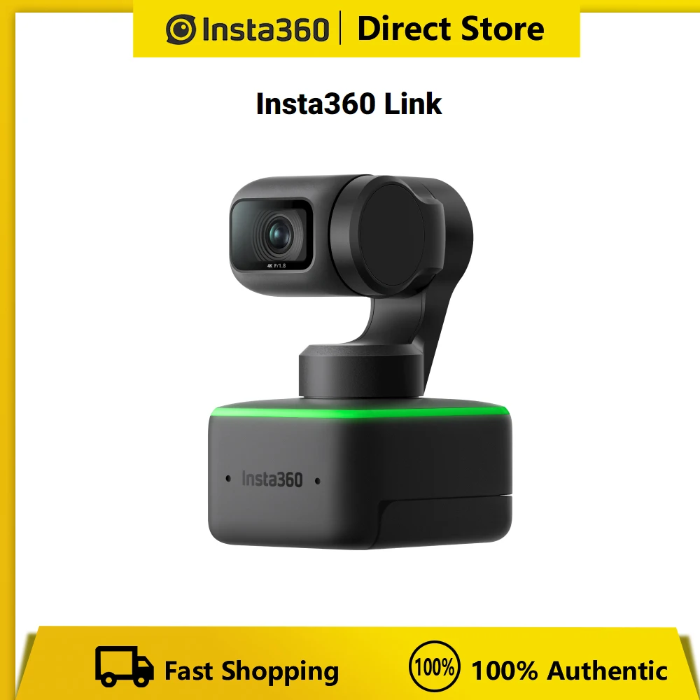  Insta360 Link - 4K Webcam with 1/2" Sensor, AI Tracking, Gesture Control, HDR, Noise-Canceling Microphones, Specialized Modes 