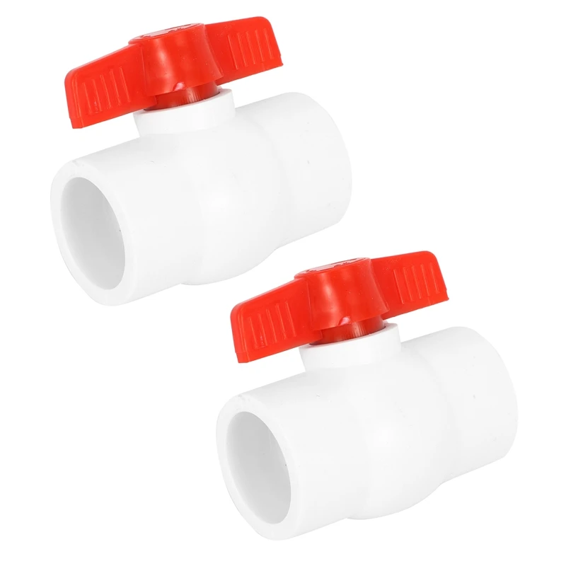 

2Pcs 50MM/2 Inch Slip Ends Water Control PVC Ball Valve White Red