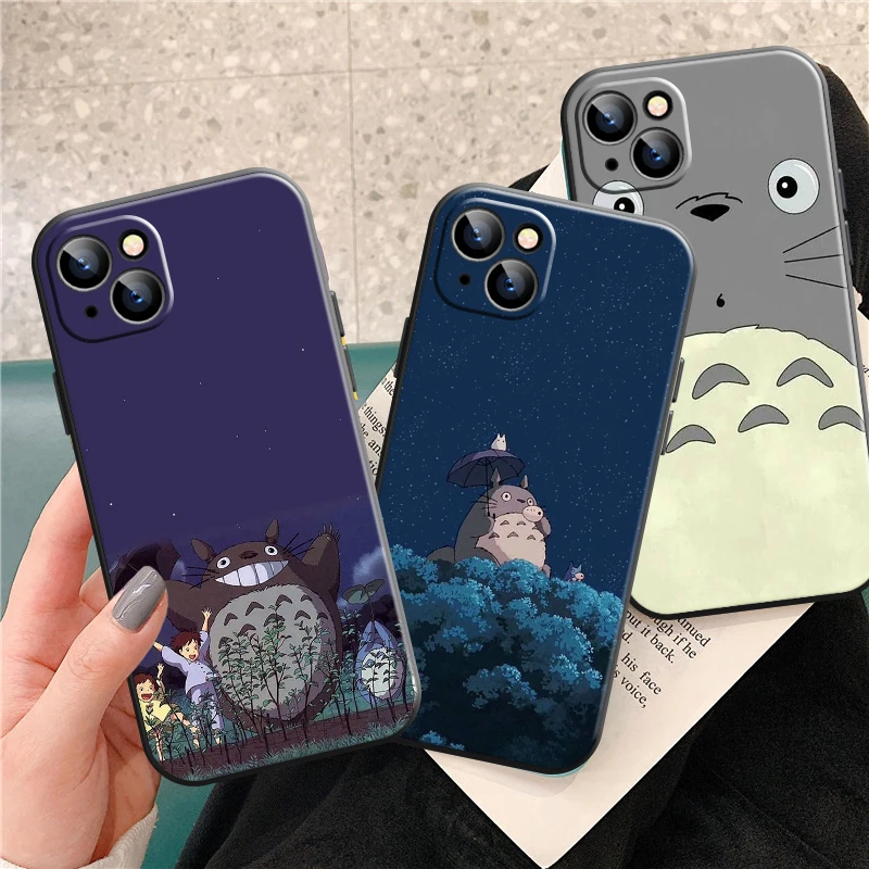 

Japan Anime Totoro Miyazaki Phone Case For Apple iPhone 13 12 11 Pro 12 13 Mini X XR XS Max SE 6 6s 7 8 Plus Liquid Silicon