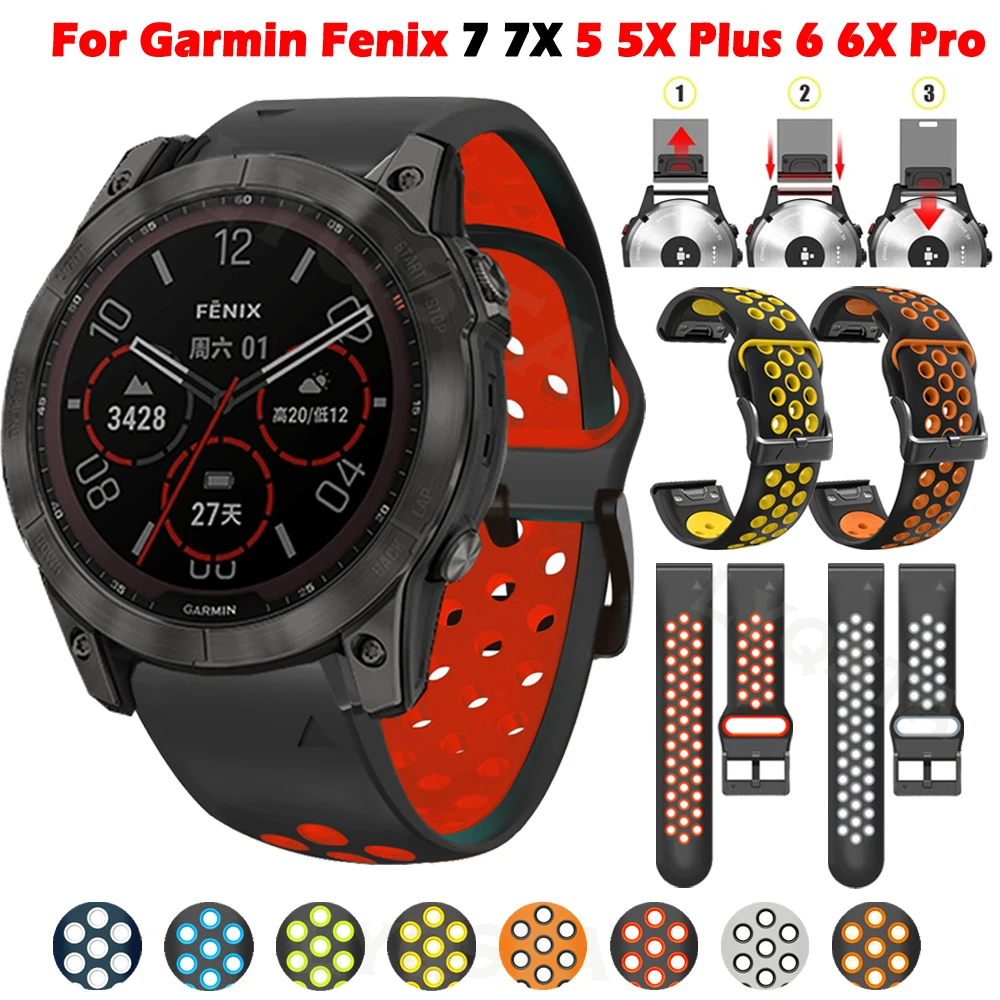 

Ремешок силиконовый для смарт-часов Garmin Fenix 7 7X 6X 6 Pro 5X 5 Plus 3HR