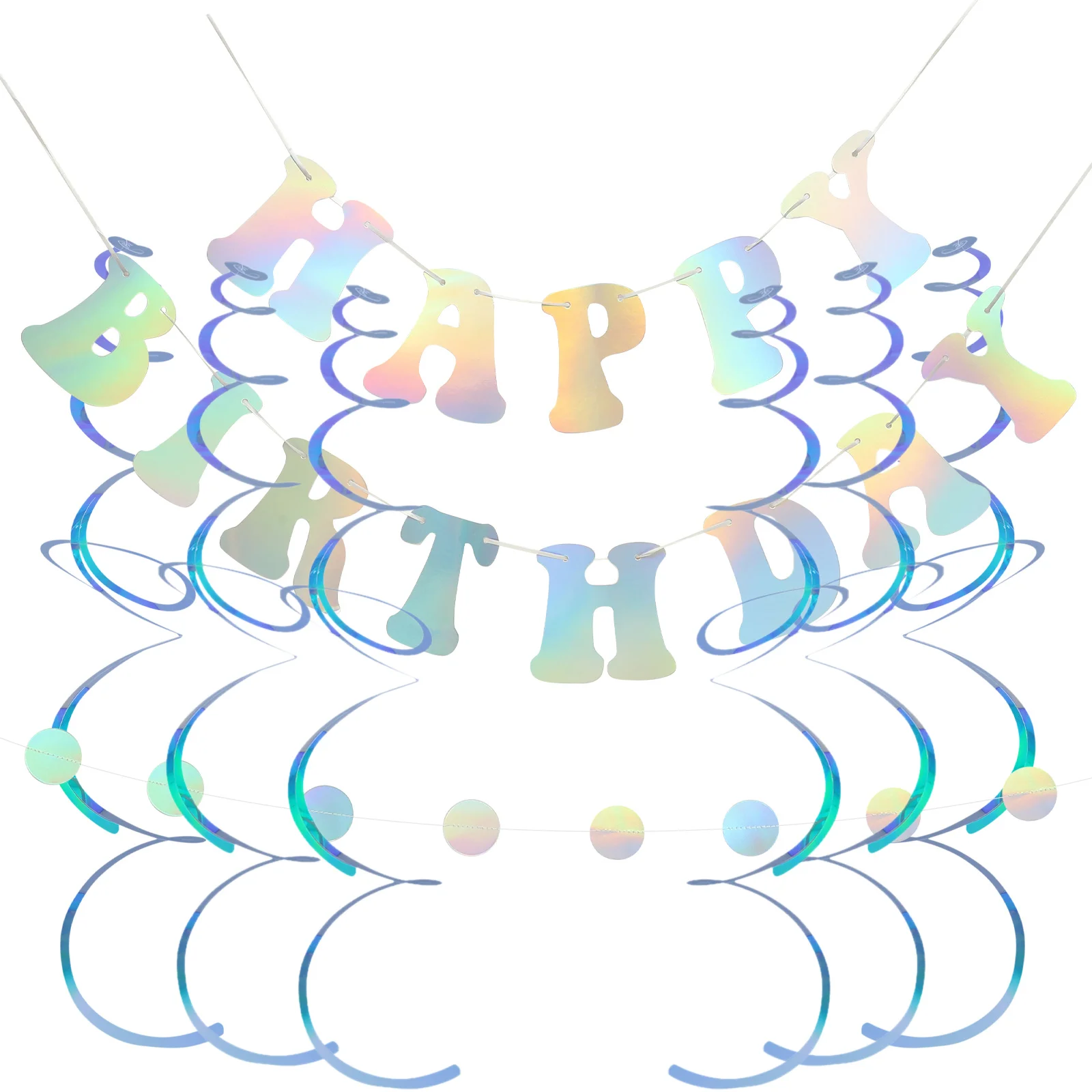 

1 Set Birthday Banner Party Favor Paper Circle Dot Garland Birthday Party Favor Hanging Swirls Streamer Birthday Banner
