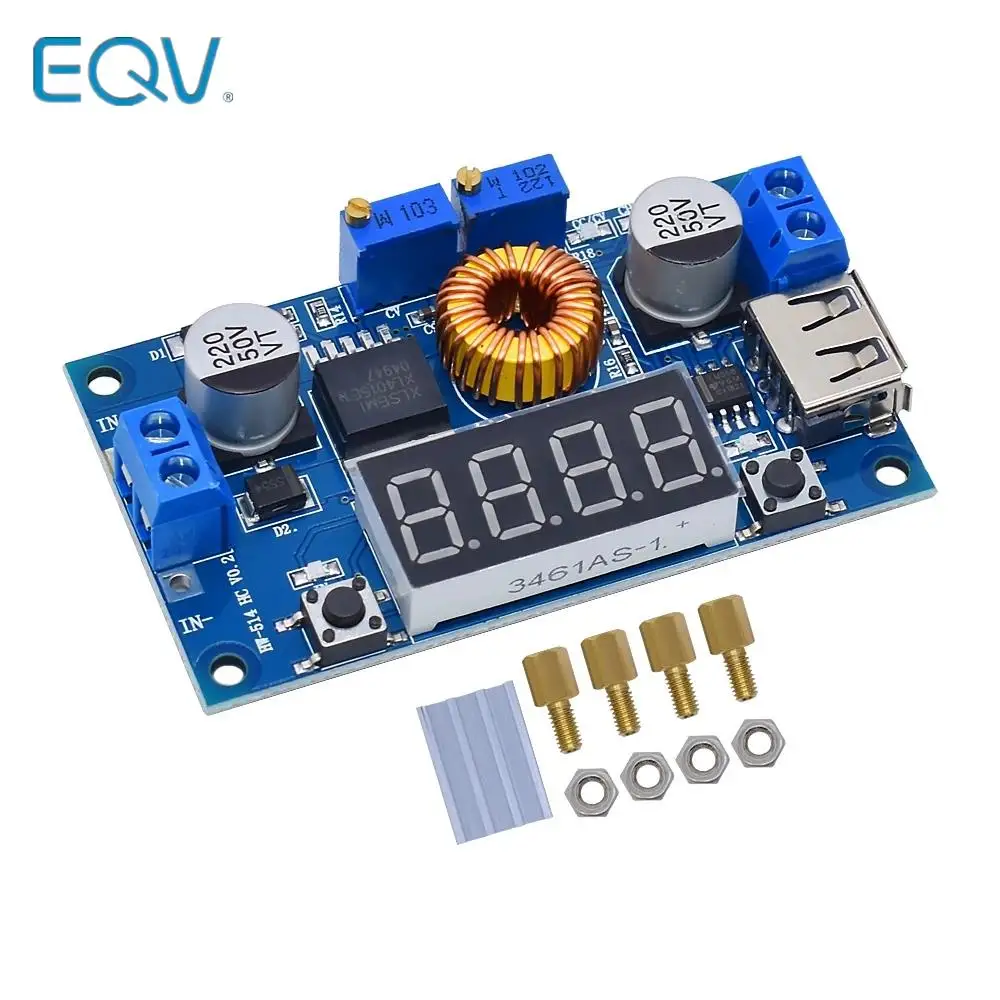 

Модуль зарядного устройства для литиевых аккумуляторов Dc-dc 5a, понижающий Usb-преобразователь с вольтметром и амперметром, Cc/cv