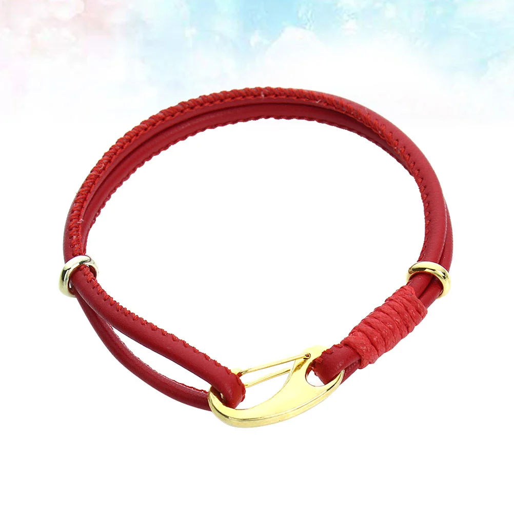 

1PC Sheepskin Bracelets All-match Hand Chain DIY Wrist Bangle Fashion Jewelry Supply for Woman (Red)