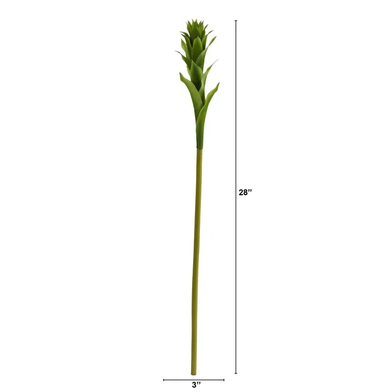 

Charming Set of 6 Mini Star Bromeliad Artificial Flowers, Bright & Lively Green