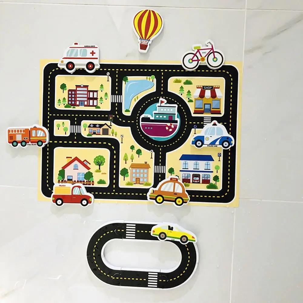 

23PCS Soft EVA Kids Bathing Bathroom Early Education Traffic Bath Toys Rail Vehicle Puzzles Car Road For Children