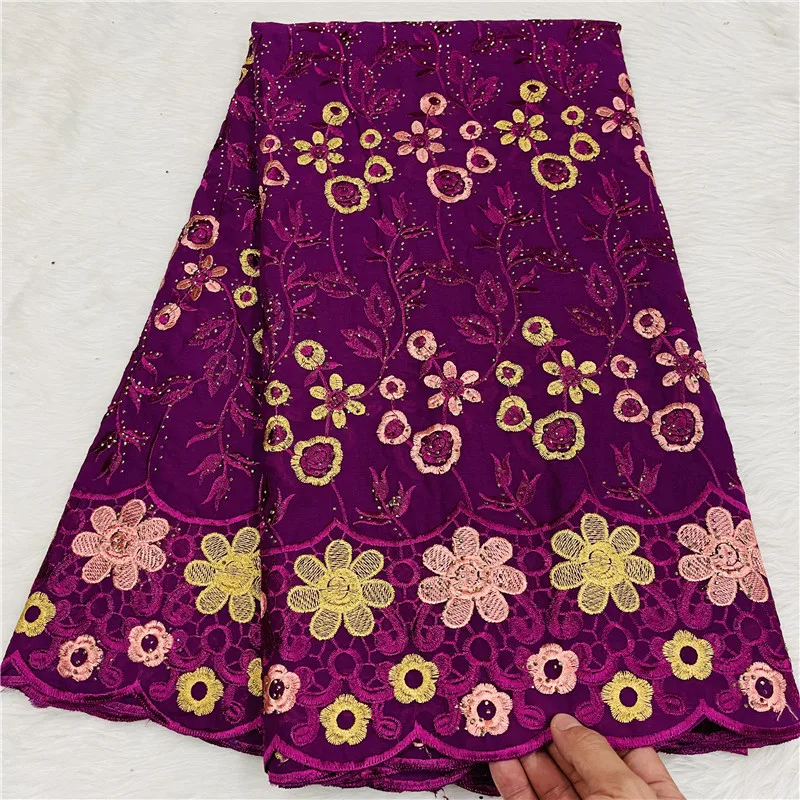 

5 yard Swiss lace fabric heavy beaded With diamond embroidery African 100% cotton Swiss voile lace popular Dubai style HL081201