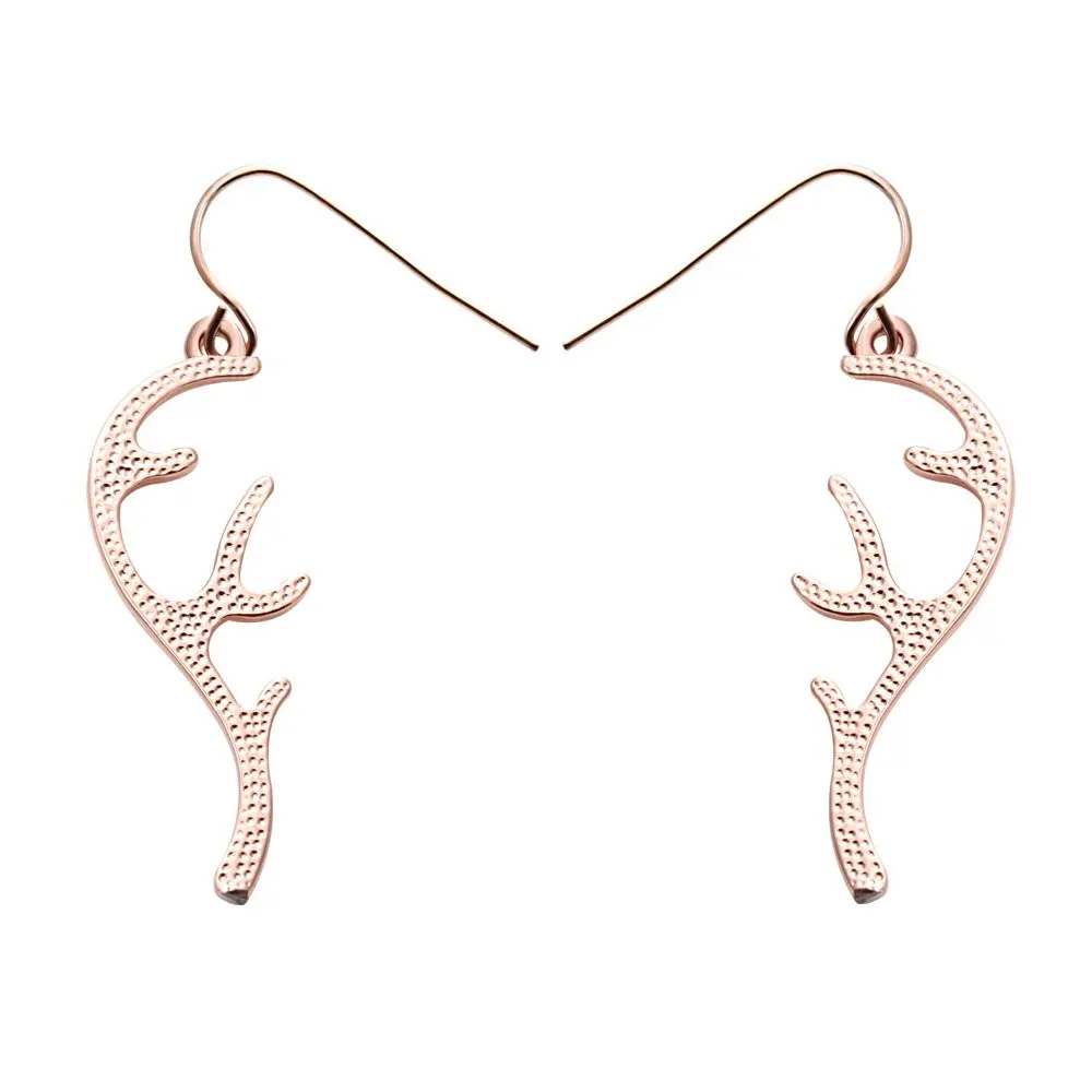 Женские серьги-подвески с оленем