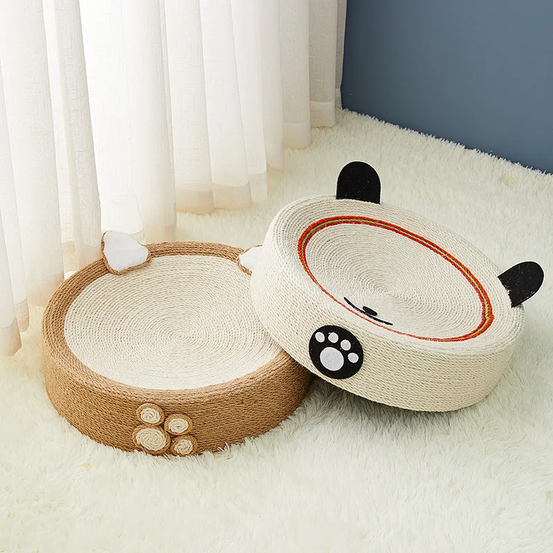 

patchwork Color Round Kitten Toy Wear-resistant Sisal Hemp Fabrics No Chip Falling Cat Claw Plate Cat Nest Pet Accessories beds