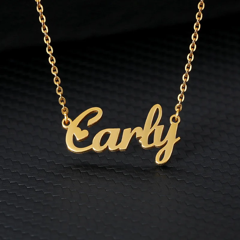 

Personalized Custom Name Necklace for Women Silver Rose Gold Stainless Steel Custom Pendant Father's Day Memorial Gift