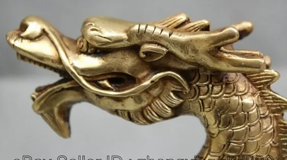 12-дюймовая старая китайская бронзовая позолоченная статуя зодиака Дракона