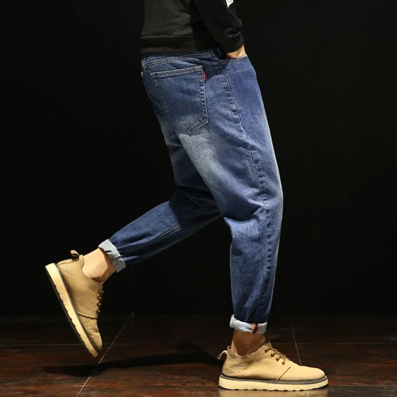 Men Clothing Autumn and Winter Straight Loose Cylinder Jeans Vintage Elastic Force Comfortable Blue Harun Trousers Female 2022