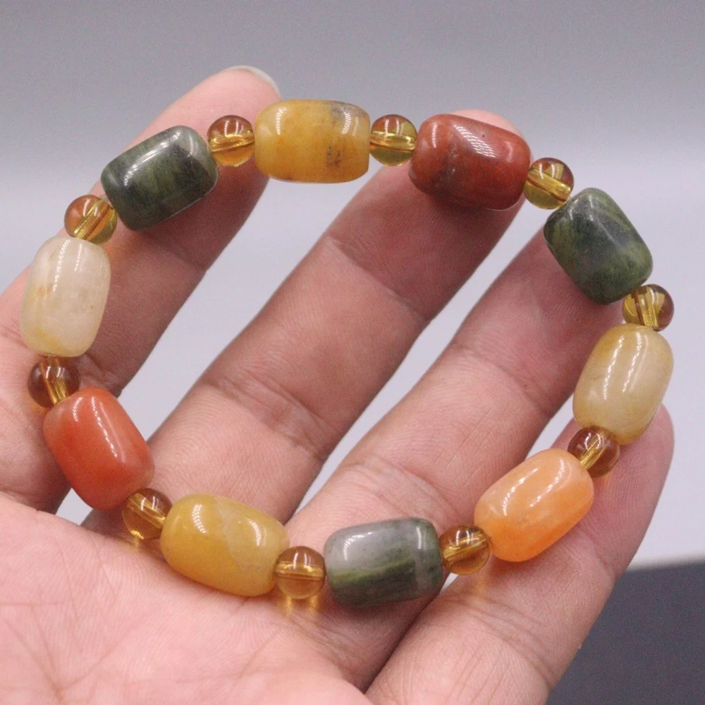 Натуральный красочный нефритовый браслет для мужчин и женщин подарок на удачу