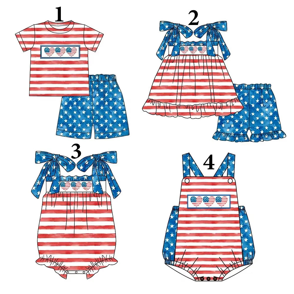 Одежда братья и сестры День Независимости костюм с коротким рукавом рисунком