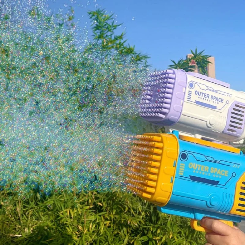 

80 Holes Bubble Blaster Toy Kids Gift Automatic Soap Machine Outdoor Portable Rocket Bubble Gun Leak Proof Blower Bubbles Toys