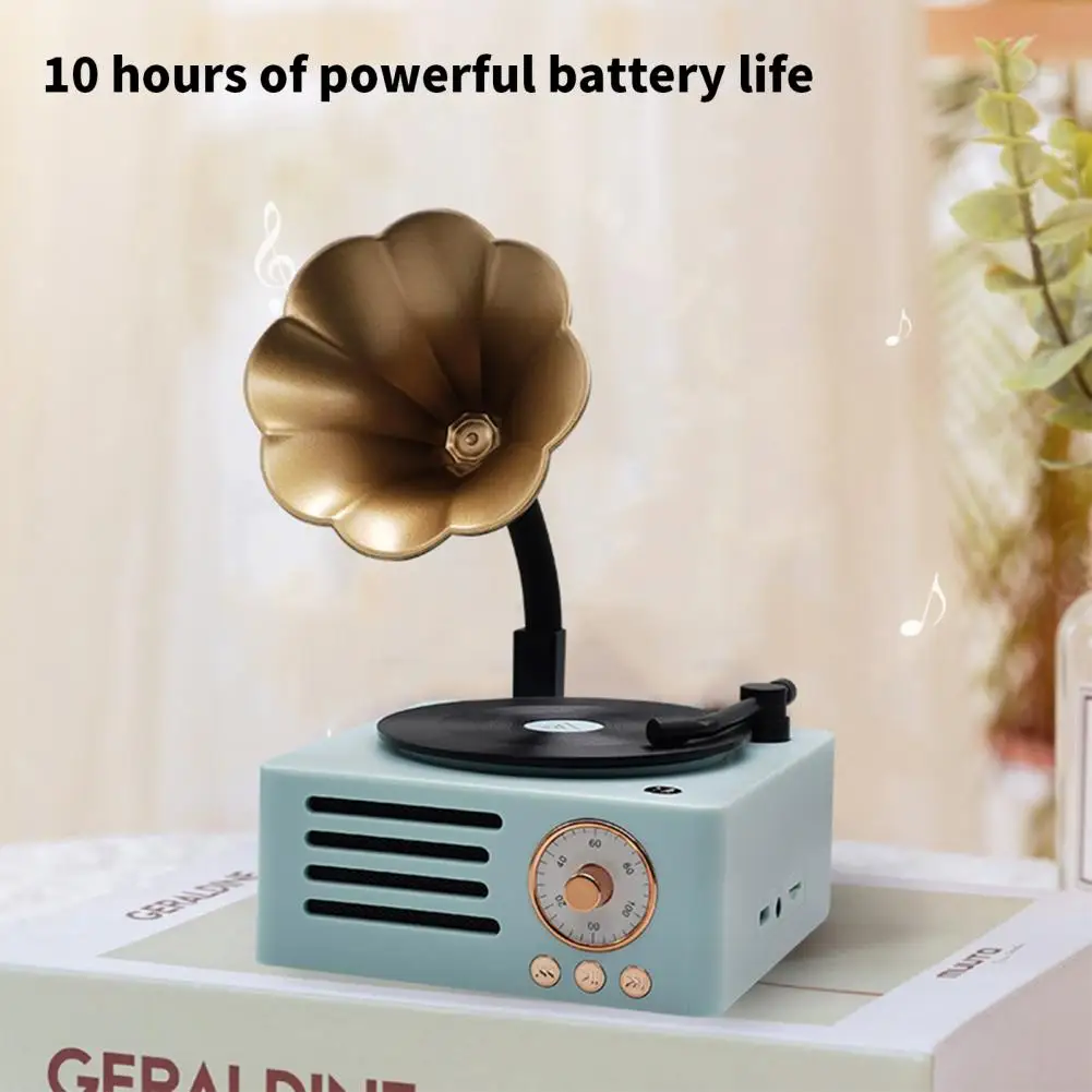 Wireless Speaker Great Decorative Bluetooth-compatible 5.0 Vintage Vinyl Record Player  Shape Stereo Speaker for Office