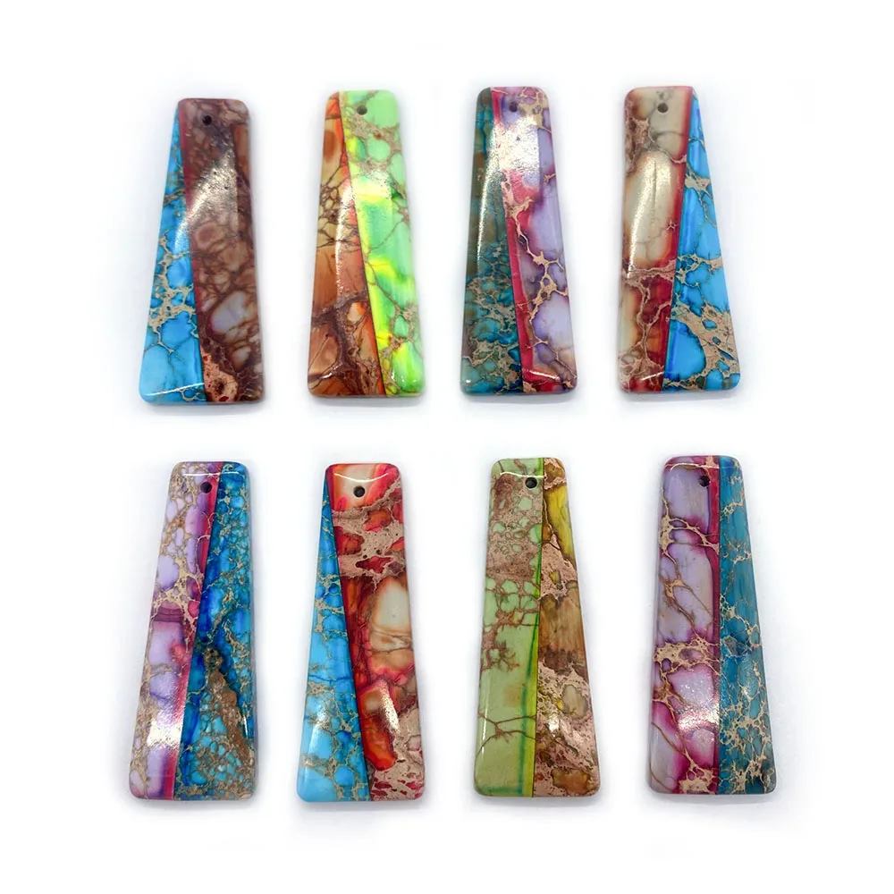 

Trapezoidal Patchwork Pendant Natural Stone Turquoise Pendant 16x42mm Diy Jewelry Making Necklace Earrings Charm Accessories