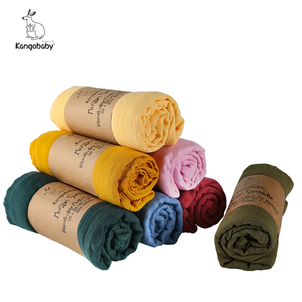 Wholesale Solid Color Muslin Swaddle 100% Cotton Baby Photography Blanket  Comfortable Breathable Bath Towel