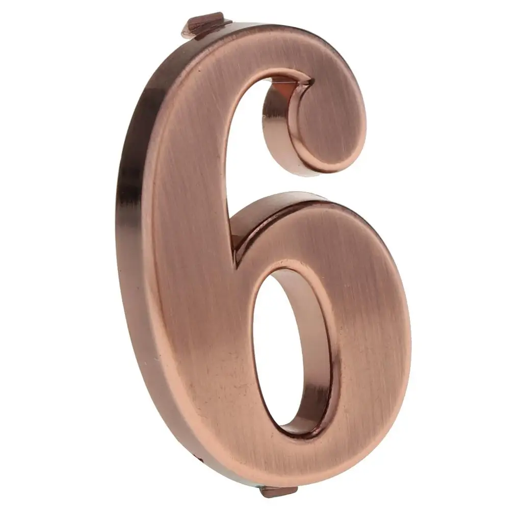 

6x Modern Copper Plaque House Address Digits Plate Sign ABS 1-6