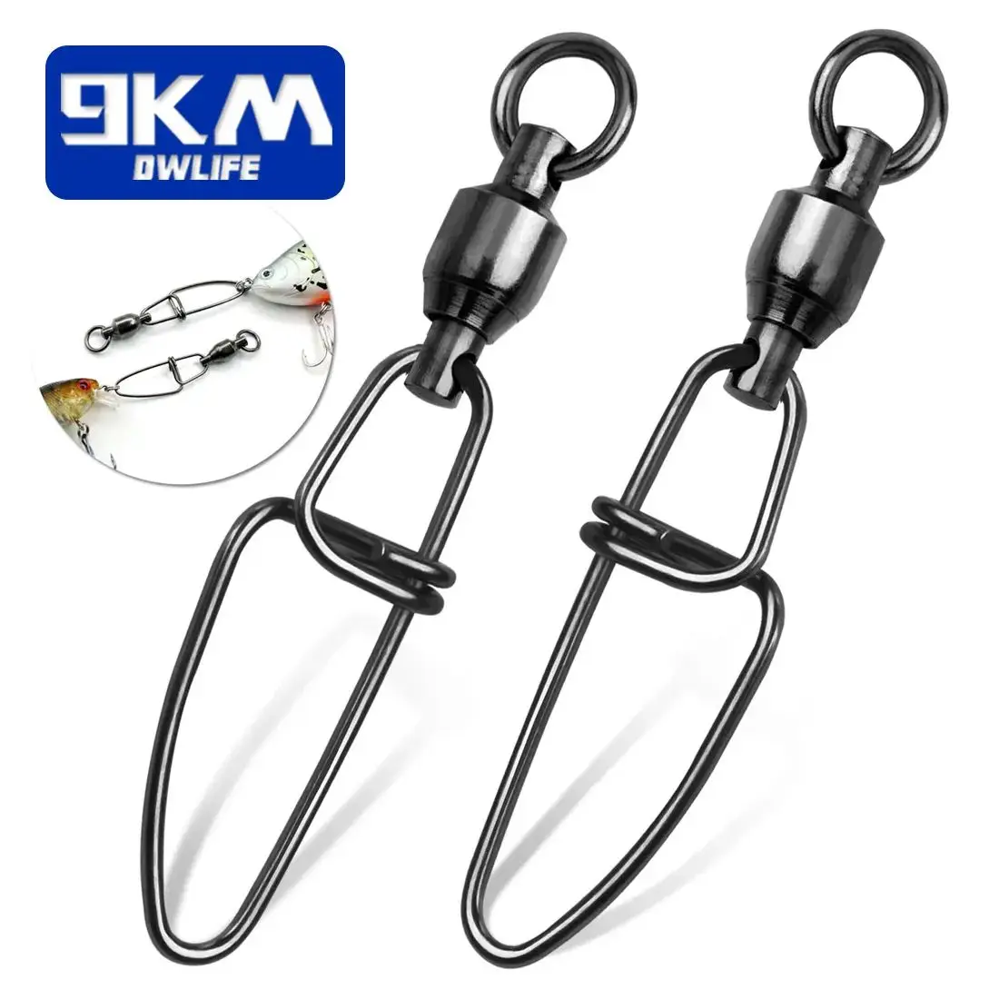 

Fishing Snap Swivels 20~100Pcs Ball Bearing Swivels Fishing Connector Stainless Steel Lure Clip Cross Lock Snap Accessories #0-8
