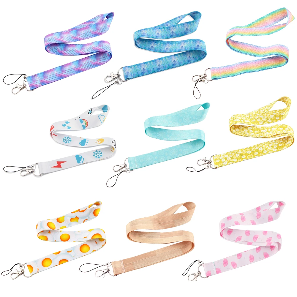 

CB626 Bohemian Style Blue Lanyard Keychain Lanyards for Keys Badge ID Mobile Phone Rope Neck Straps Accessories Gifts