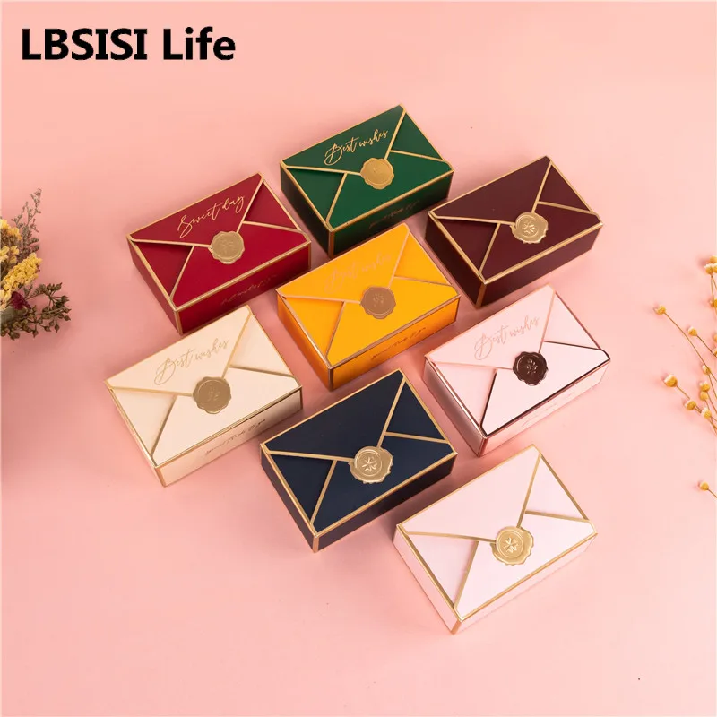 

LBSISI Life 10pcs Sweet Wedding Candy Boxes Chocolate Biscuit Birthday Party Favours DIY Envelope Mini Gift Box Decoration