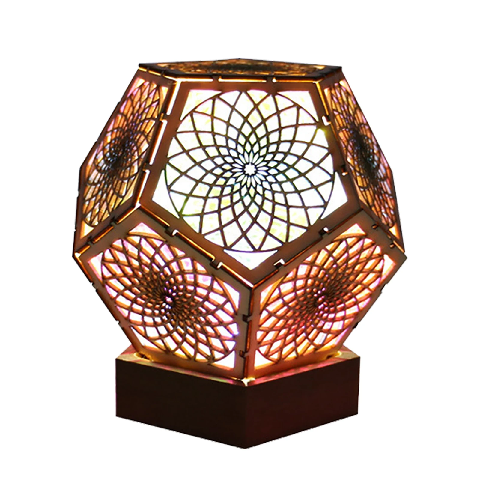 

Decorative Bohemian Lights Cool Space LED Night Light Wooden Hollow Dodecahedron Decorative Colorful Lamp Star Floor Lamp For