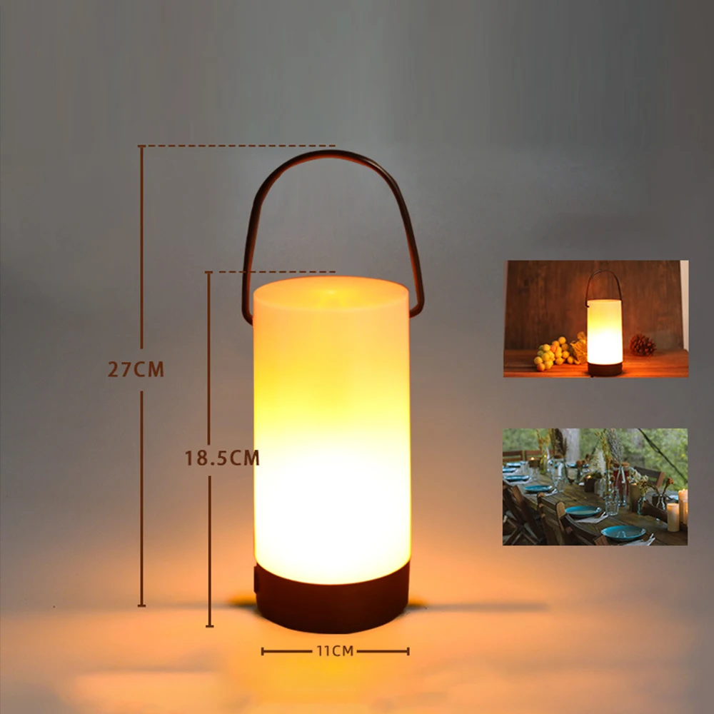 Portable Camping Lantern Dynamic Flame Effect Lamp 1200 mA Rechargeable Breathing Lamp Outdoor Waterproof Belt Hanging Tent Lant enlarge